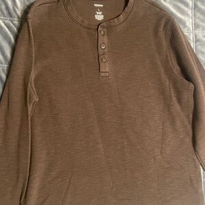 Sonoma Men's Brown Long-Sleeve Henley Shirt